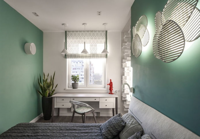 visuele uitbreiding van een smalle kamer