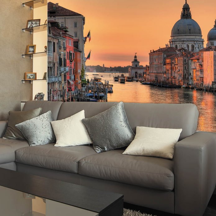 fotobehang met een stadsafbeelding