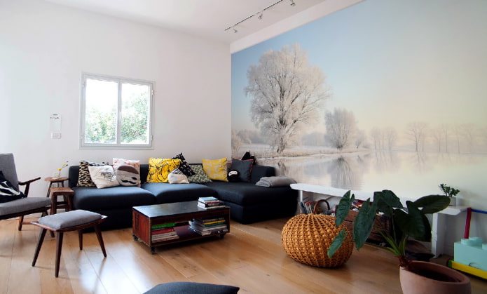 fotobehang met afbeeldingen van de natuur in het interieur