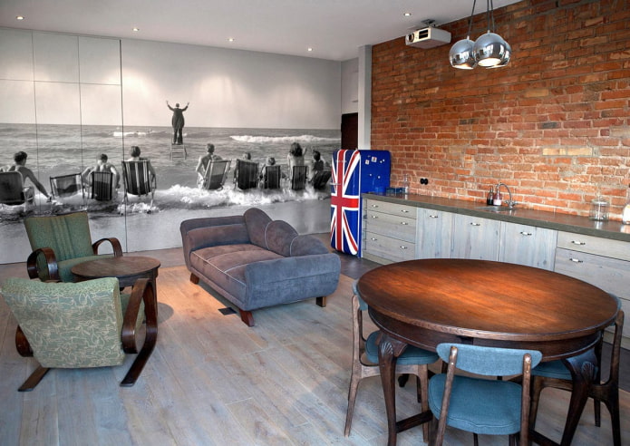 fotobehang in het interieur in loftstijl