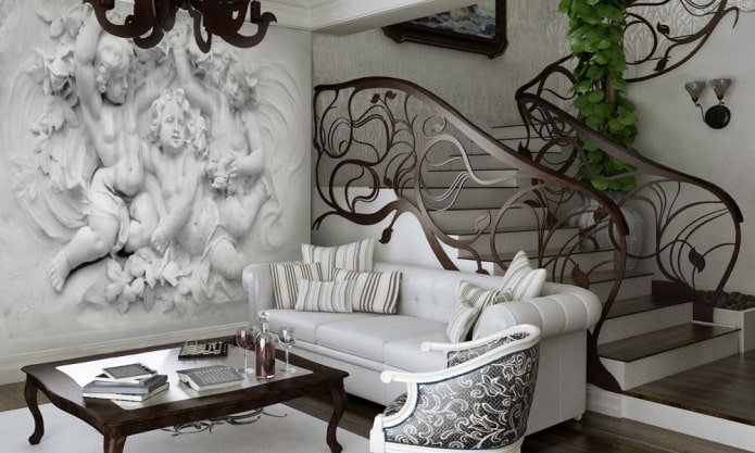 fotobehang in het interieur in Art Nouveau-stijl