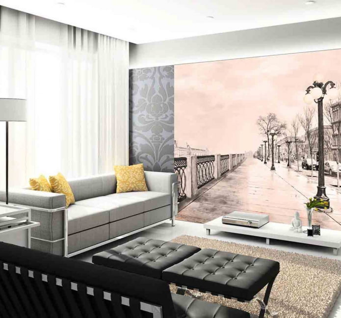 optie om fotobehang te combineren met behang