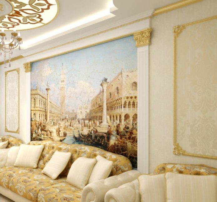 optie om fotobehang te combineren met behang