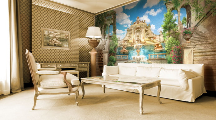 mogelijkheid om fotobehang te combineren met behang