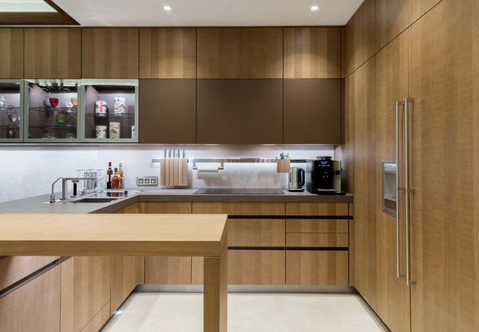 Bruine keuken: combinaties, designidee?n, echte voorbeelden in het interieur