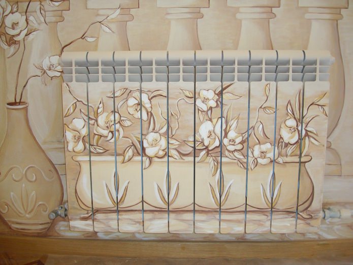 schilderij op de radiator