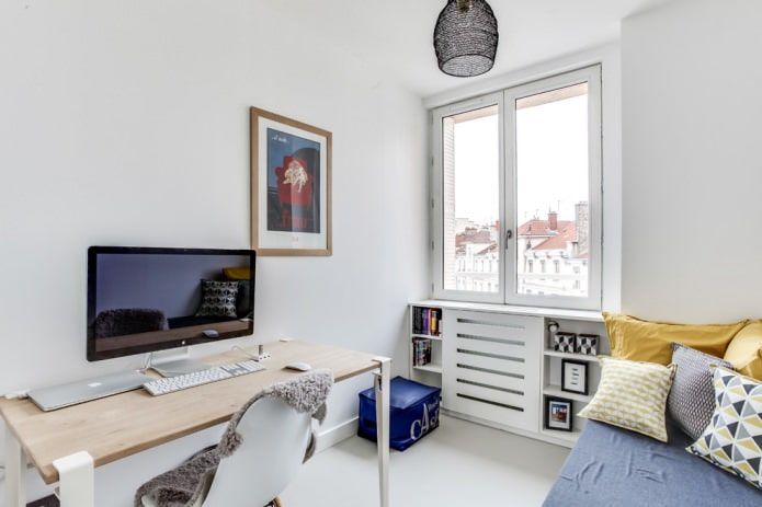 wit rooster voor batterijen in Scandinavische stijl