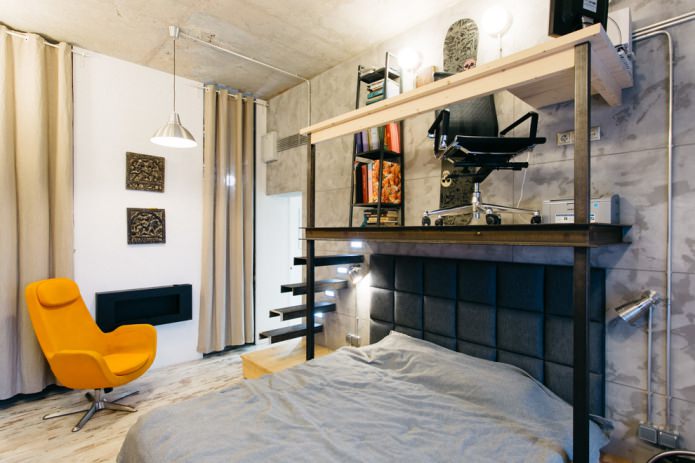stijlvolle slaapkamer in loftstijl