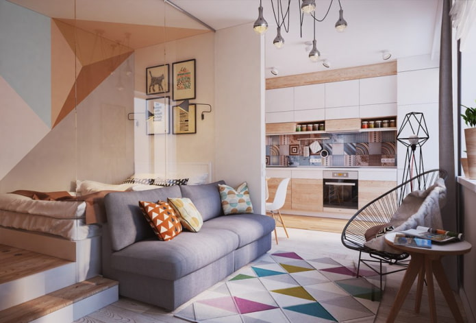 Slaapgedeelte in een studio-appartement