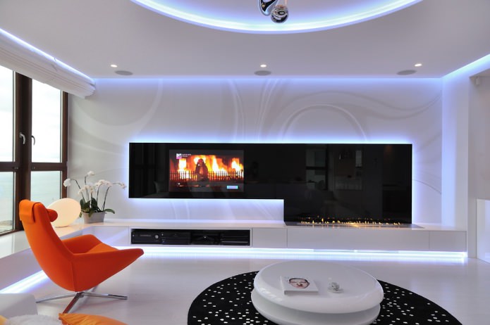Woonkamer met open haard