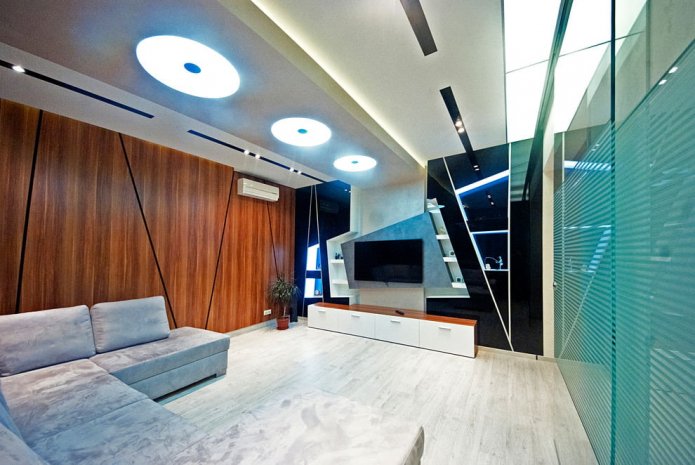 Woonkamer in hightech-stijl