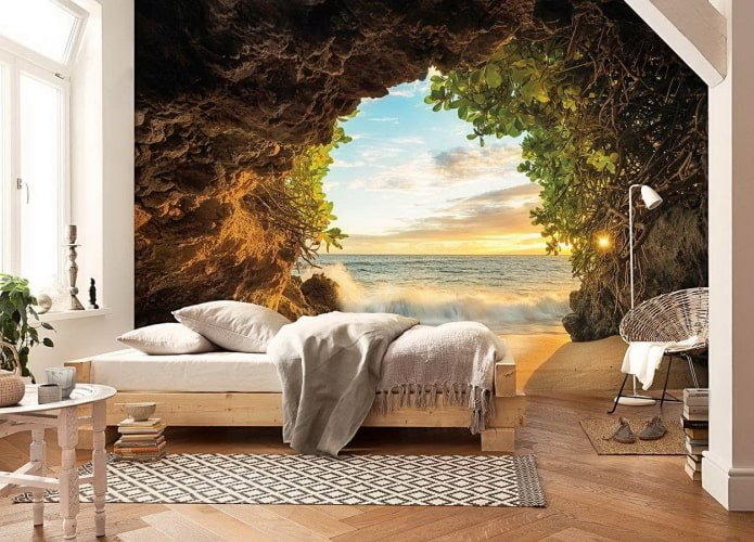 3D-achtergrond met natuur in de slaapkamer