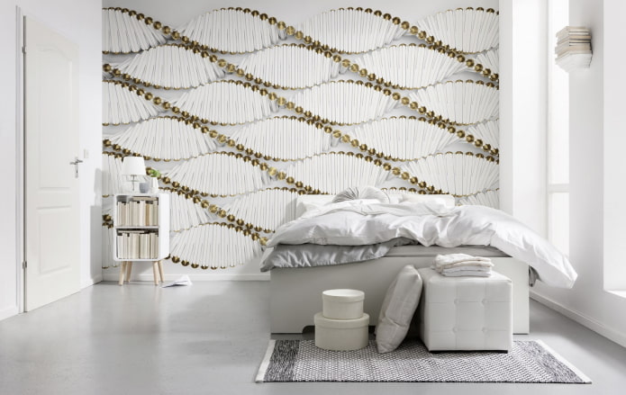abstract 3D-behang in de slaapkamer
