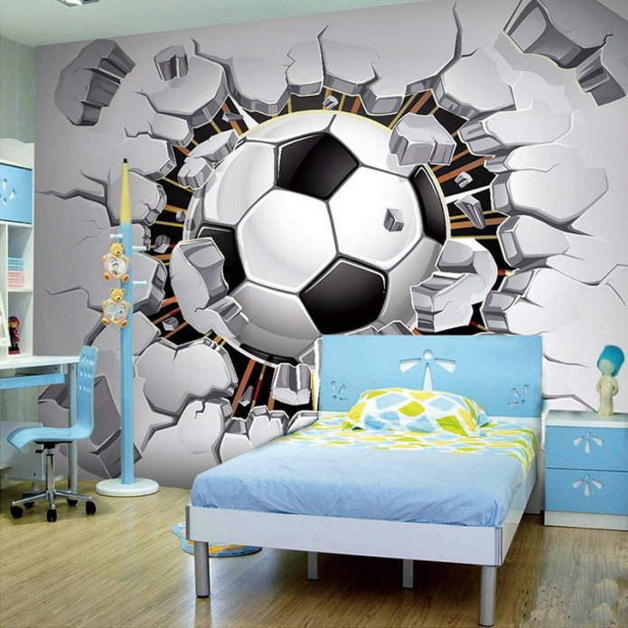 3D-fotobehang in het interieur van de kinderkamer