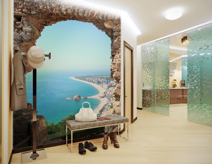 3D fotobehang in de hal interieur