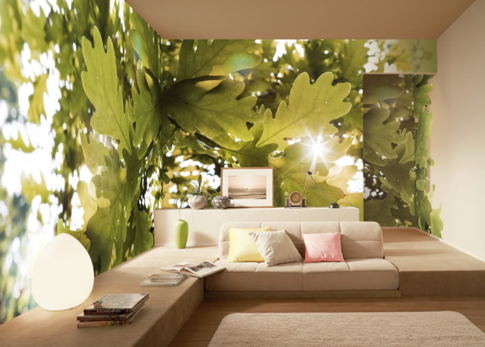 panoramisch 3D-behang in het interieur