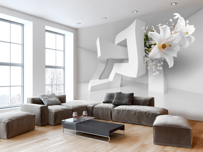 stereoscopisch 3D-behang in het interieur