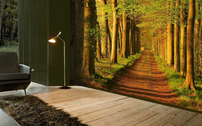 3D-fotobehang dat de ruimte in het interieur vergroot