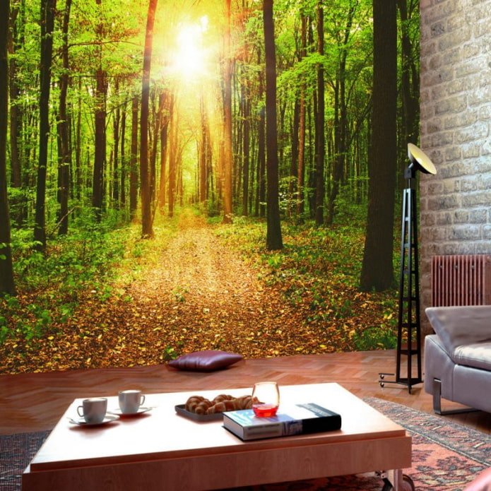 3D-achtergrond met natuur in de slaapkamer