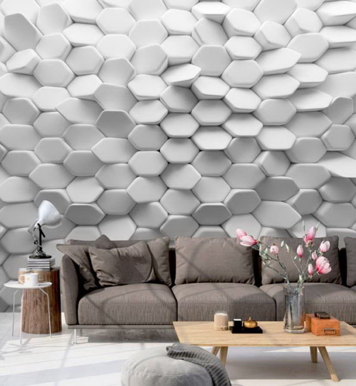 3D-behang in het interieur van de woonkamer
