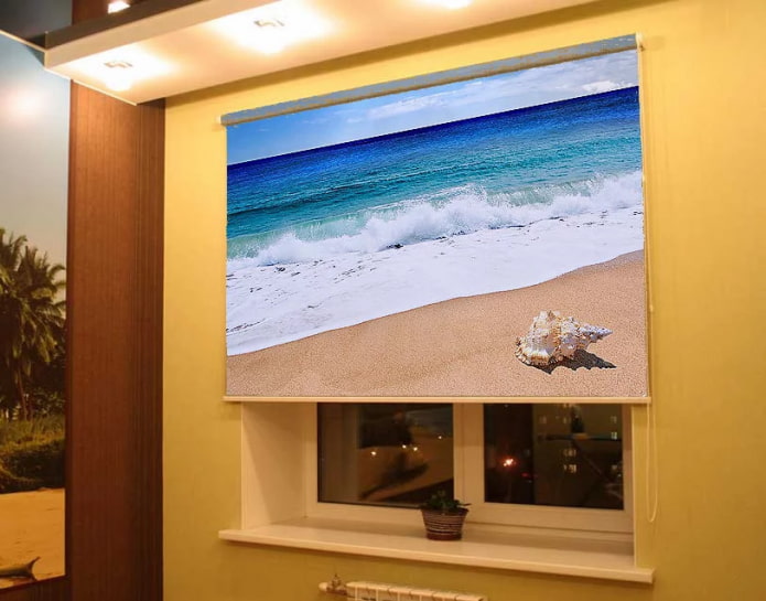 3D-rolgordijnen met afbeeldingen van de zee