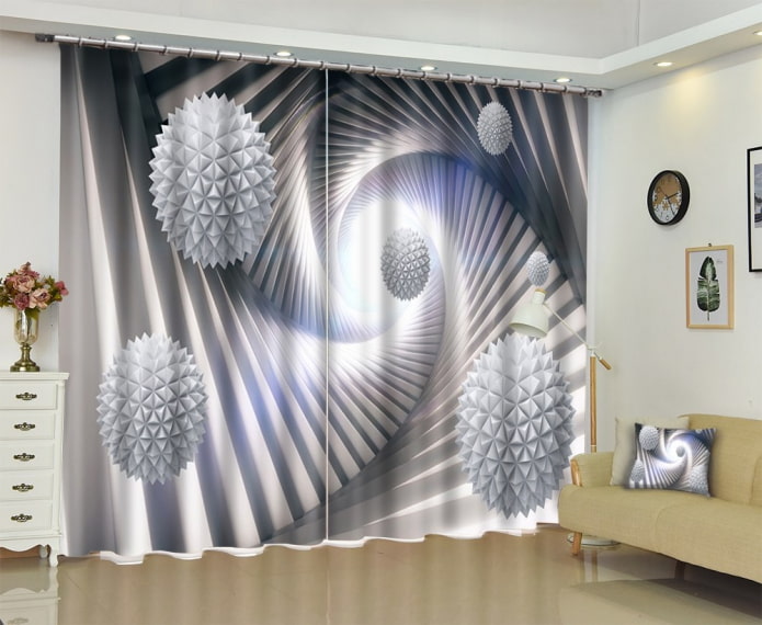 3D-gordijnen met abstractie