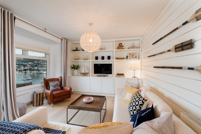 woonkamer in maritieme stijl