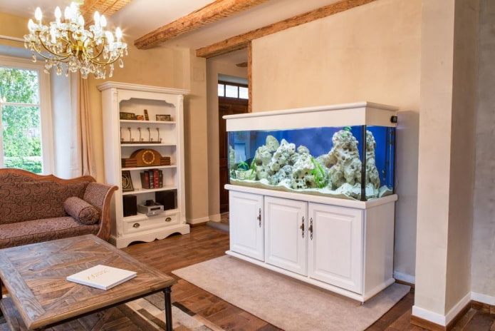 interieur met een aquarium met vloer
