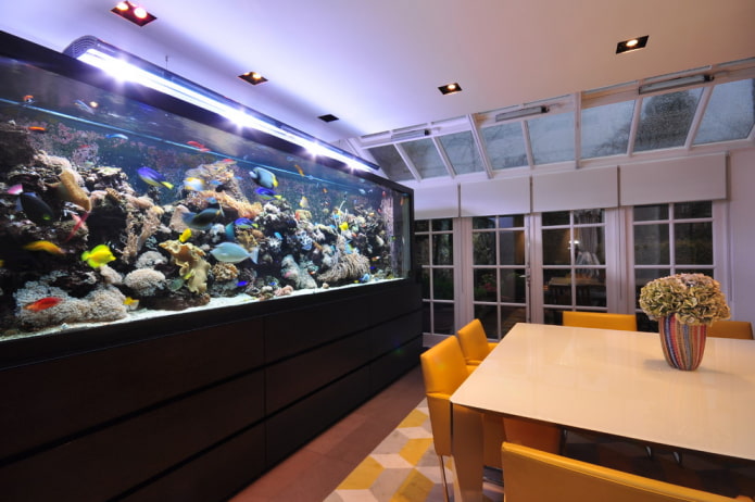 interieur met een aquarium met vloer
