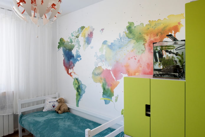 kinderkamerinterieur met aquarium