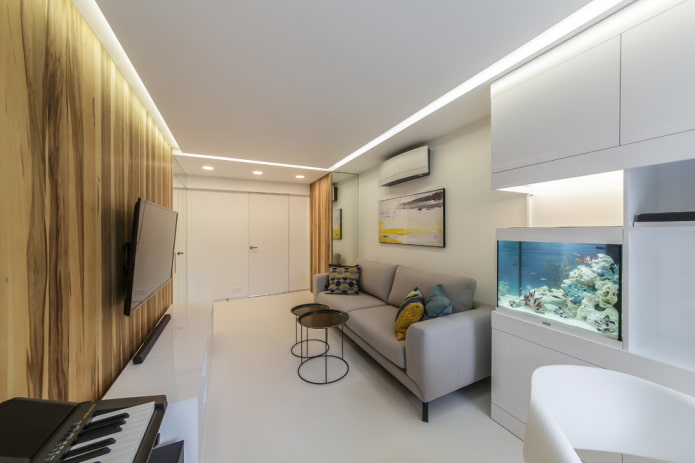interieur van appartement met aquarium