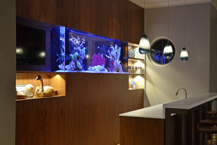 keukeninterieur met een aquarium
