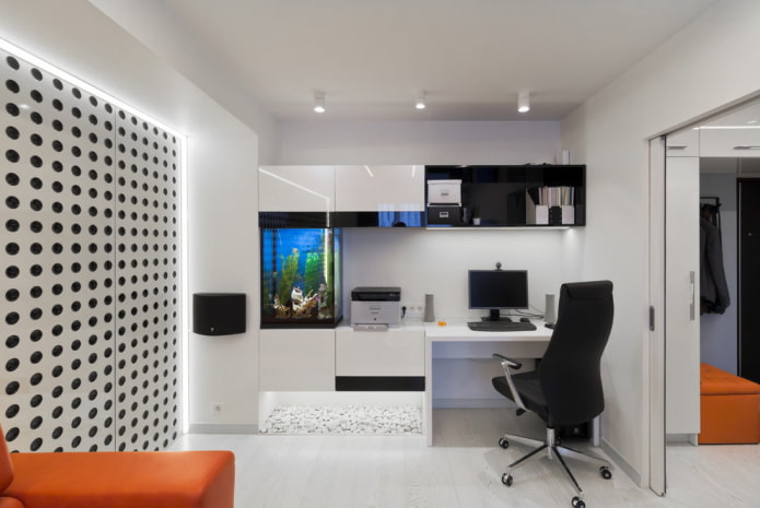 aquarium in een hightech kantoor