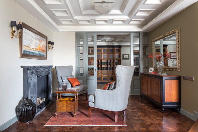 open haard in het interieur