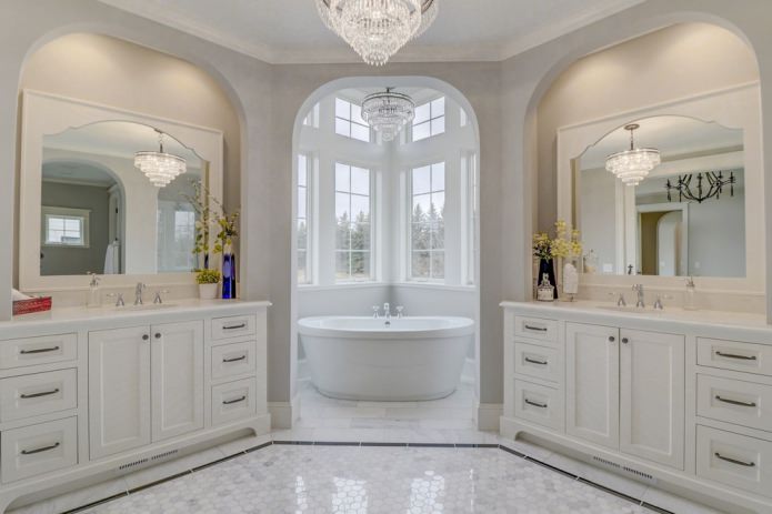Een Amerikaanse badkamer in een huis