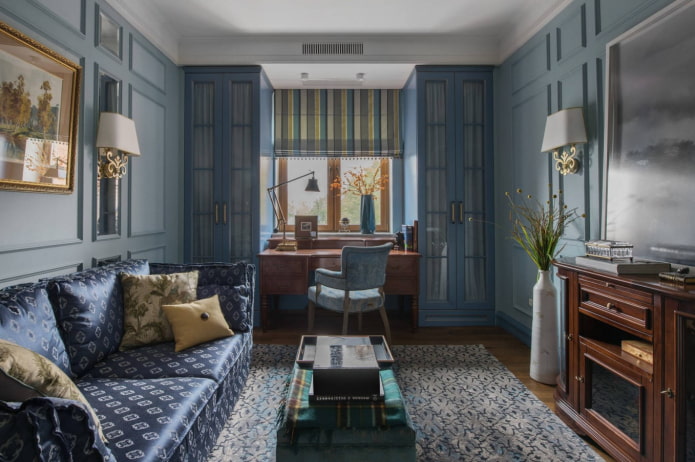 woonkamer in blauwe tinten