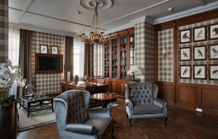 geblokt behang in het interieur