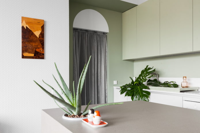 boog in plaats van een deur in het keukeninterieur