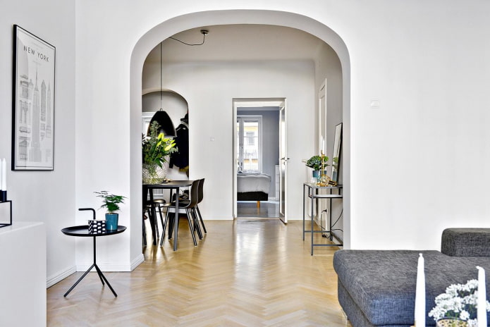 Boog in het Scandinavische interieur