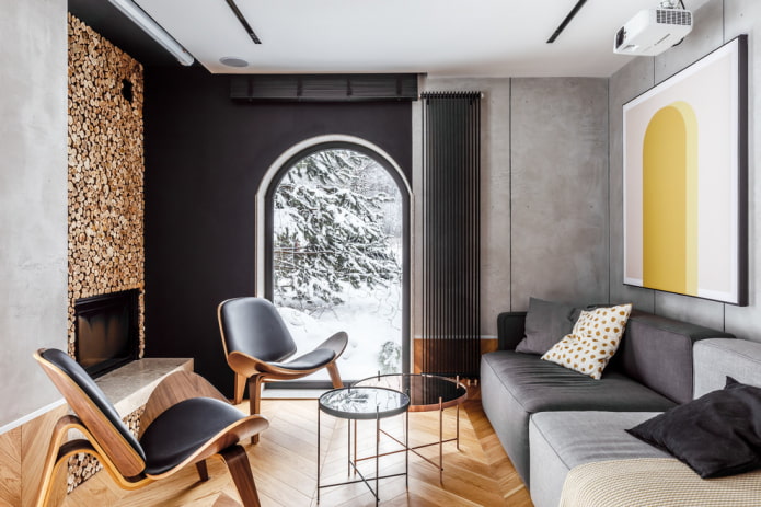 raamboog in het interieur van de woonkamer
