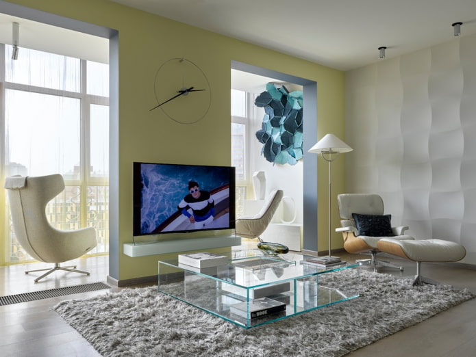 gipsplatenboog in het interieur van de woonkamer