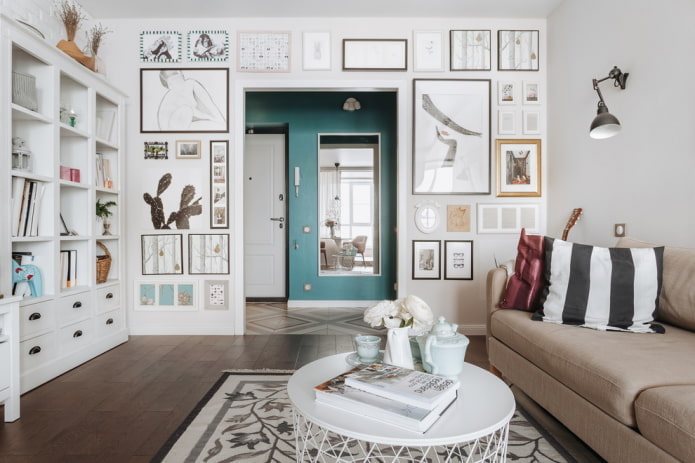 gipsplaatboog in het interieur van de woonkamer