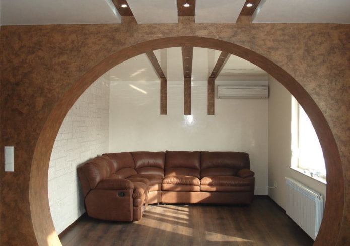 ronde gipsplaatboog in het interieur
