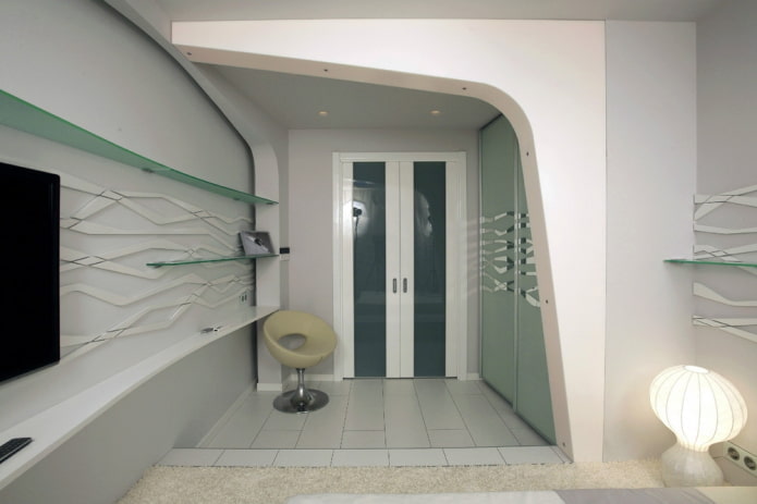 Gipsplaatboog in het interieur in hightech-stijl