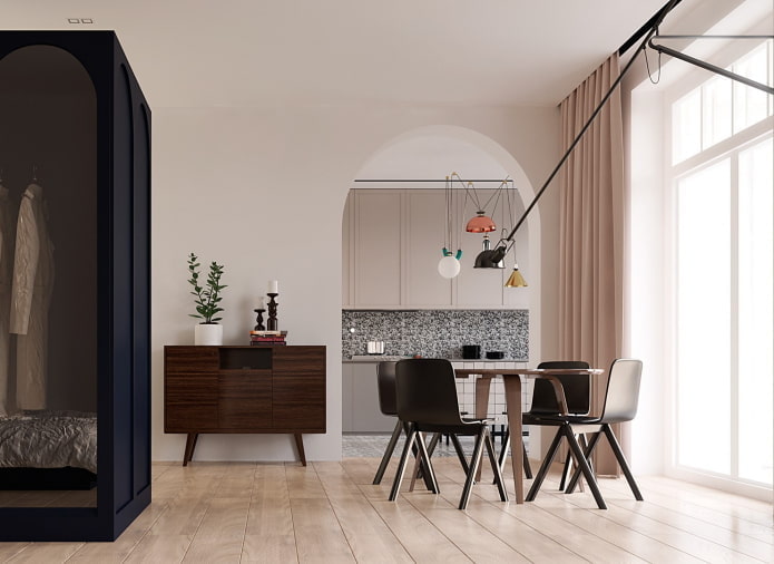 gipsplaatboog in het interieur in een moderne stijl