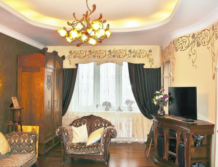 art nouveau-stijl gevormde lambrequins