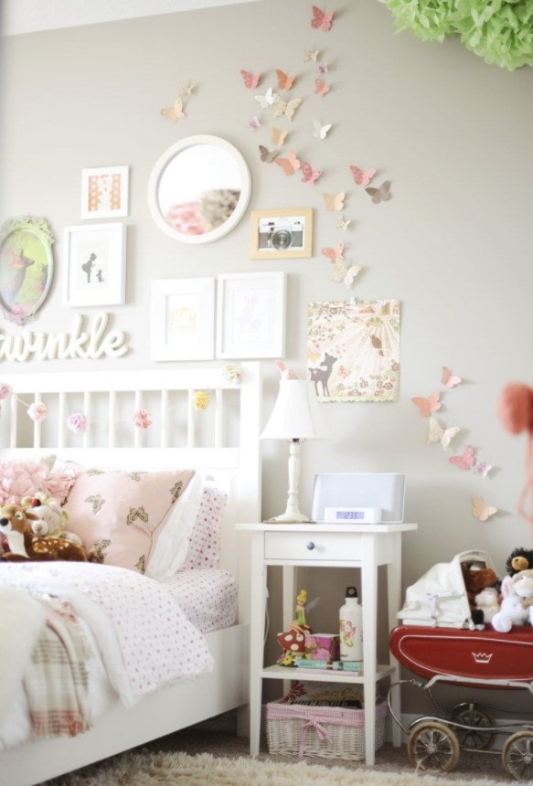 papieren vlinders in de kinderkamer
