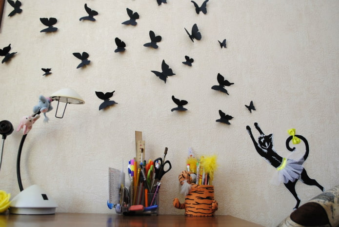 3D-vlinders aan de muur
