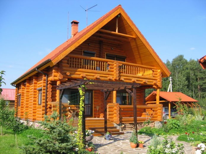 project van een houten huis met balkon