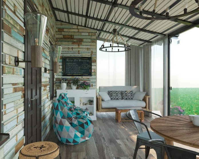 Licht balkon in loftstijl